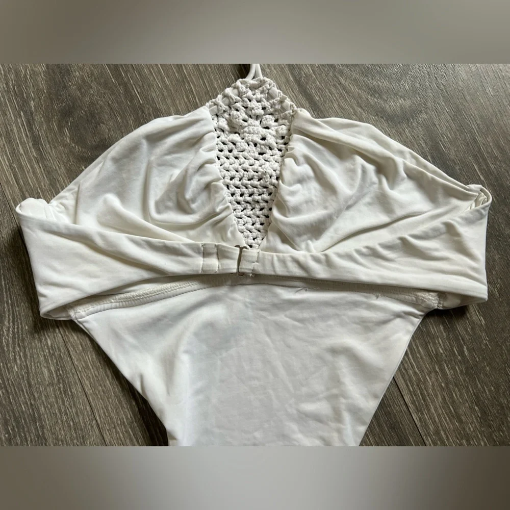 Frankie’s bikinis crochet scrunch butt ruched festival one piece monokini XS